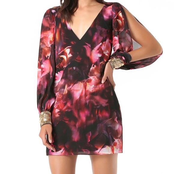 Bebe Floral Chiffon Mini Dress - Picture 1 of 4